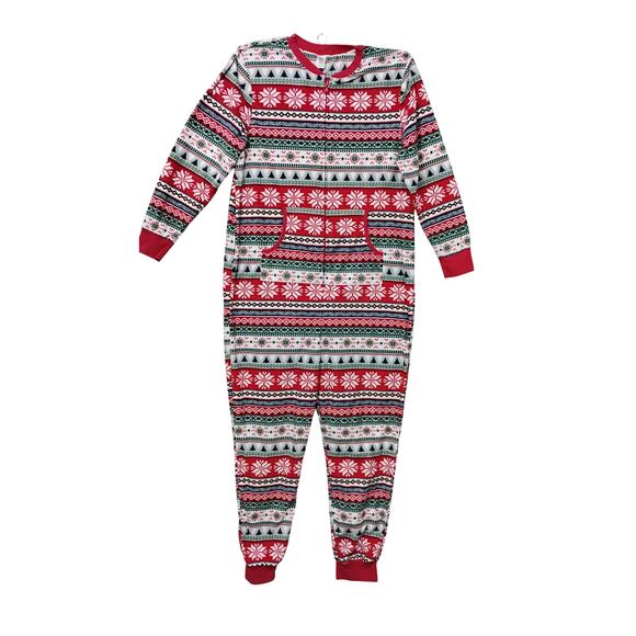 Christmas Onesie Zipper Up Pajama Size Small Red and Green - Picture 2 of 6